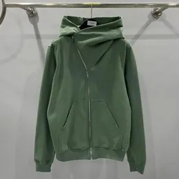 Mäns hoodies QQ7083 Män och kvinnor Zip Open Green Hoodie