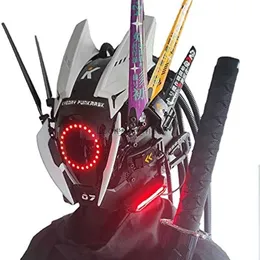 JAUPTO Punk Mask Cosplay for Men Multicolor LED Round Light Mask Cosplay Halloween Fit Party Music Festival Accessories HKD230810