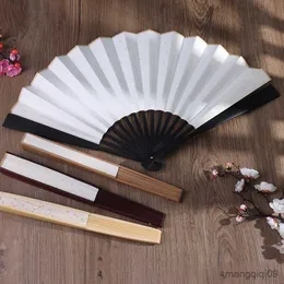 Chinese Style Products 1PC Blank White Hand Fans Hollow Out Rice Paper Chinese Folding DIY Fan Painting Calligraphy Program Bamboo Fan Home Decoration R230810