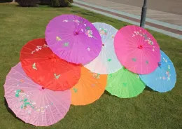 New assorted colors with hand-painted flower designs wedding bride umbrella silk parasol