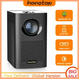 أجهزة العرض Hongtop S30MAX Smart 4K Android WiFi Portable 1080p مسرح منزلي LED Bluetooth Mini Projector Android 10.0 Projector 230809