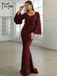 Missord Sweetheart Neck Trumpet Sleeve Floor Length Squins Prom Dress Women Elegant Wedding Party Long Maxi Fashion Evening T230810