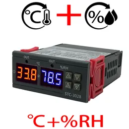 Temperature Instruments Dual Digital Thermostat Temperature Humidity Control STC-3028 Thermometer Hygrometer Incubator Controller AC 220V DC 12V 24V 230809