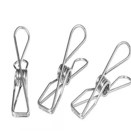 Ny ankomst rostfritt stål fjäderkläder strumpor hängande pinnar klipp klämmor silver tvättstuga