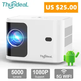 Projektory Thundeal HD Mini Projector TD91 dla Full HD 1080p 4K Video 5G WIFI Android Portable Projector TD91W kino kina domowego BEAMER 230809