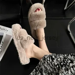 Slippers Fashion Women Fur Slippers Cross Band Warm Plush Ladies Fluffy Shoes Cozy Open Toe Indoor Fuzzy Slides for Girls Winter House J230810