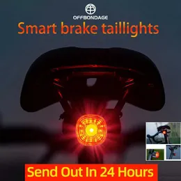 Bike Lights OFFBONDAGE Smart Bicycle Brake Light IPx6 Taillight Type-C Tail Rear Auto Stop LED Safety Cycling HKD230810