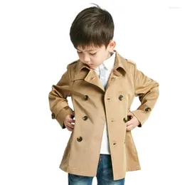 Tench Coats Boys Double Breasted Trench Coat Kids Jackets Windbreaker Lapel Jacket Peacoats Dress Children Spring Fall Outwear