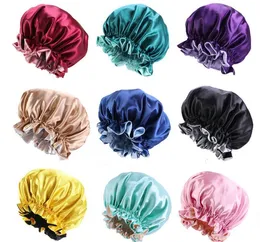 Silk Night Cap Hat Hair Clippers Double side wear Women Head Cover Sleep Cap Satin Bonnet for Beautiful SN849