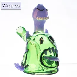 Glass Turtle Monster Dab Rig Shisha Bong Dickes grünes Glas Wasserpfeife Heady Oil Rigs Pot mit 14mm Joint Bowl Support Gemischte Charge