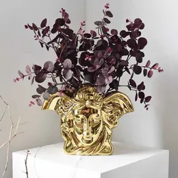 W stylu europejskim Light Luksusowy galwaniczny złoty ceramiczny złoty wazon nowoczesny stół jadalny ganek