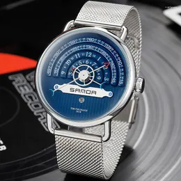 Wristwatches UTHAI BK125 Half Digital Dial Design Men's Quartz Watch Special Pointer Creative Fashion Waterproof Calendar Boys'