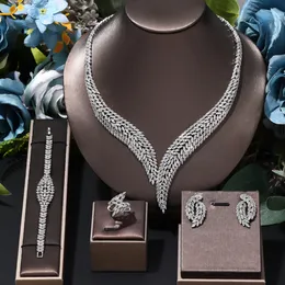 Set di gioielli da sposa 2023 Vendita di zirconi cubici Set da sposa 4 pezzi Riproduzione di marca da donna 230809