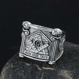 Bant halkaları Vide Aude Tace Grand Lodge of Freemason Masonic Sterling Gümüş Yüzük
