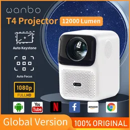 Проекторы Wanbo T4 Projector Android 9.0 Full HD 4K Projector 1920*1080p 12000 Lumens Auto Focus Коррекция Коррекция Домашнее открытие фильма 230809