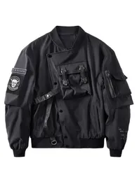 남성용 재킷 데스 폭격기 재킷 가슴 주머니 테크웨어 남자 펑크 힙합 전술 스트리트웨어 블랙 대표팀 재킷 대형 MA1 코트 230809