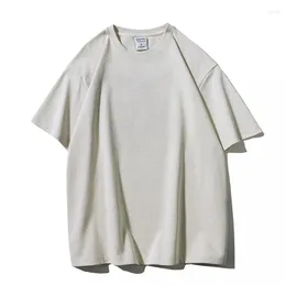 Men's T-skjortor 8029 300g tungvikt tjock textur T-shirt Amerika stil ung tonåring sommar mode fast färg enkel kort ärm pullover
