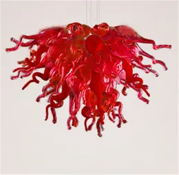Modern Fancy Red Chandelier Luxury Artistic Hanging Sprial Takbelysning Hem Deration Fixtures Trappa Pendant Lamp