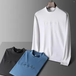 Men's T Shirts Versatile Base Delicate Skin-friendly 120 Double Mercerized Cotton Bottom Shirt Autumn Long Sleeve Round Collar T-sh