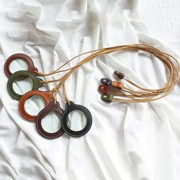 Naszyjniki wiszące ręczne mini szklany łańcuch skórzany pasek Naszyjnik Vintage Decors