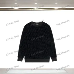 xinxinbuy men women designer velvet sweatshirtパーカーダブルレターJacquard印刷セーターグレーブルーブラックホワイトブラウンM-2xl