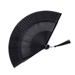 Çin tarzı ürünler vintage siyah bambu el fanı zarif oyma el tutulan katlanır hayranlar düğün partisi hayranları ev zanaat dekorasyon süsleri