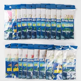 Balıkçılık Kancaları 4 22pcs Sabiki Set Naylon Hat Talifleri Boncuklu Boncuklu Döner Tüy ışıklı Karides Lures 230809