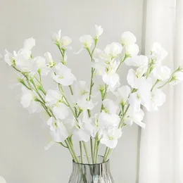 Decorative Flowers Simulation Flower Bouquet Silk Sweet Pea Fake Artificial Plant Home Decor Wedding Ornament