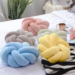 Pillow Soft Hand Knot Ball Pillows Solid Color Creative Round Back Home Decoration Car Office Chair Lumbar Throw