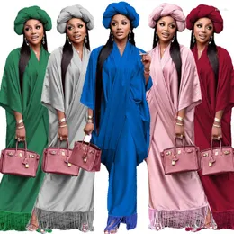 Ubranie etniczne muzułmańskie damskie dekolt Solidny temperament Relaks Casual Satynowy sukienka na Bliskim Wschodzie