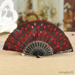 Produkty w stylu chińskim Piękne fani dekoracyjne plastikowe tkaniny składane wzór dłoni na imprezę ślub w stylu hiszpańskim taniec fan u1k2 r230810