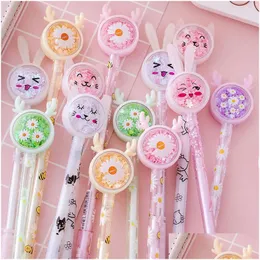 Gift Rollerball Pens Cartoon Rabbit Eared Cat Sequined Gel Pen Girls Heart Signature Cute Student Test Writing Tools 0515 Drop Deliv Dhooe