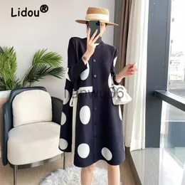 Women's Jackets 2022 Autumn Winter New Commute Ladies Windbreaker Jacket Singlebreasted Turtleneck Lightly Cooked Polka Dot Print Elegant Coats J230810