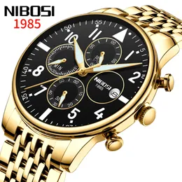Wriswatches moda Nibosi męskie zegarki 2023 Top marka sportowy na rękę Wodoodporne pełne stalowe luksusowy kwarcowy zegar męski Masculino 230809