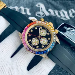 Casual Business Watch High-End Men's Rainbow Diamond Watch Designer Watch Automatisk mekanisk klocka 40mm2813 Movement Sapphire Mirror Rostfritt stålarmband