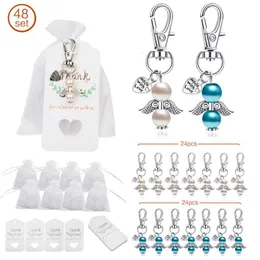 Other Event Party Supplies 48pcsset Angel Favor Keychains Keyring Thank You Kraft Tags Candy Bags for Baby Shower Wedding Gifts for guests Party Decoratio 230809