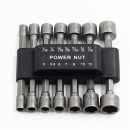 14PCS/set Power Nut Driver Drill Bit Set 5-12mm Hexagonal Shank Hex Nut Socket 1/4" Screw Metric Driver Tool Set Adapter Drill Bit