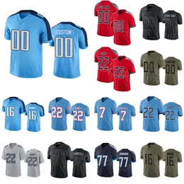 도매 남자 아이들 여자 축구 17 Ryan Tannehill Jersey 22 Derrick Henry 7 Malik Willis 25 Hassan Haskins 16 Treylon Burks 77 Peter Skoronski Navy Blue White Black R