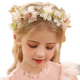 Wedding Hair Jewelry Jewelr Bride Garland Head Hoop Eleganckie dziewczęta pałąk ślubny naśladowany Pearl Heakddress Flower Wieśń