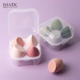 Schwämme Applikatoren Baumwolle IMAGIC 4-teiliges Set Make-up-Schwamm mit Aufbewahrungsbox Soft Professional Puff Dry Wet Use Foundation Powder Beauty Tool Women Egg 230809