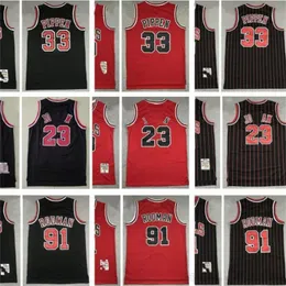 Retro-Basketballtrikots Nr. 23 Mitchell Ness Michael Trikot Nr. 33 Scottie Pippen Nr. 91 Dennis Rodman Hardwood Vintage Classics-Trikots
