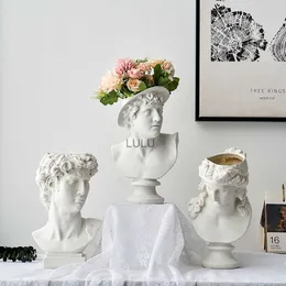 Северный стиль человеческий голова цветочные вазы декоративные украшения смола David Home Flowers Art Decor Pot Creative Portrait Vase HKD230810