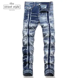 Herren Jeans Distressed Effect Patchwork Y2K Männer Vintage Punk Hiphop Denim Hosen Streetwear Rock Harajuku Jean Licht Luxus 230809