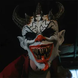 Cosplay Horror Halloween Evil Demon Clown Mask Face Cover Party Latex Helmet Headgear Masquerade Costume Circus Show Props HKD230810