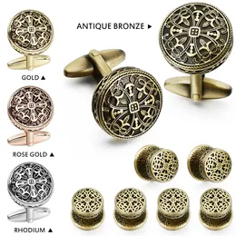 Cuff Links HAWSON Cufflinks and Tuxedo Shirt Studs for Men Retro Flower Pattern Wedding Business Gifts For Groomsman with Box 230809