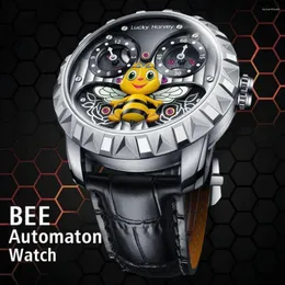 Zegarstka na rękę Lucky Harvey Bee Tarp Limited Edition Automatyczny ruch mechaniczny zegarki dla mężczyzn syntetyczny szafir Waterproofwatch