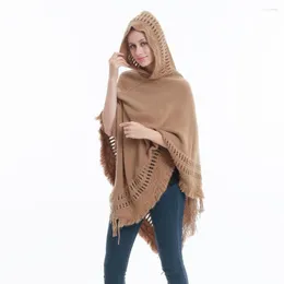 Schals Oversize Winter Damen Strickmützen Poncho Quaste Dicke Pullover Pullover Lässiger Schal Batwing Sleeve Jumper Solide Ärmellos