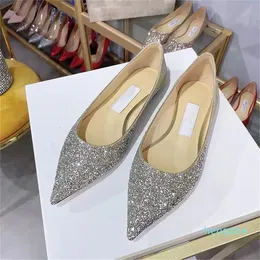 Classic Fashion Women's Flat Bottom Gradient Dress Shoes Party Sexy Lysine Beads Pointed Women's Designer Shoes