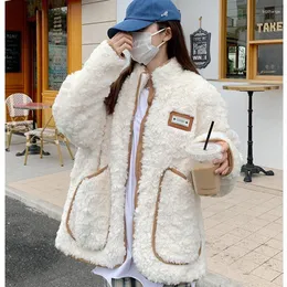 Casaco de pele feminina Herstory Faux Coat feminino 2023 grosso inverno jaqueta casual lã de cordeiro Shirling peludo quente solto Outwear senhoras na moda Parka