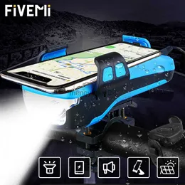 自転車ライトFivemi 5 in 1 LED Bike Light Front USB充電式ソーラーホーン電話ホルダー自転車ライトランタンHKD230810用サイクリングランプ懐中電灯